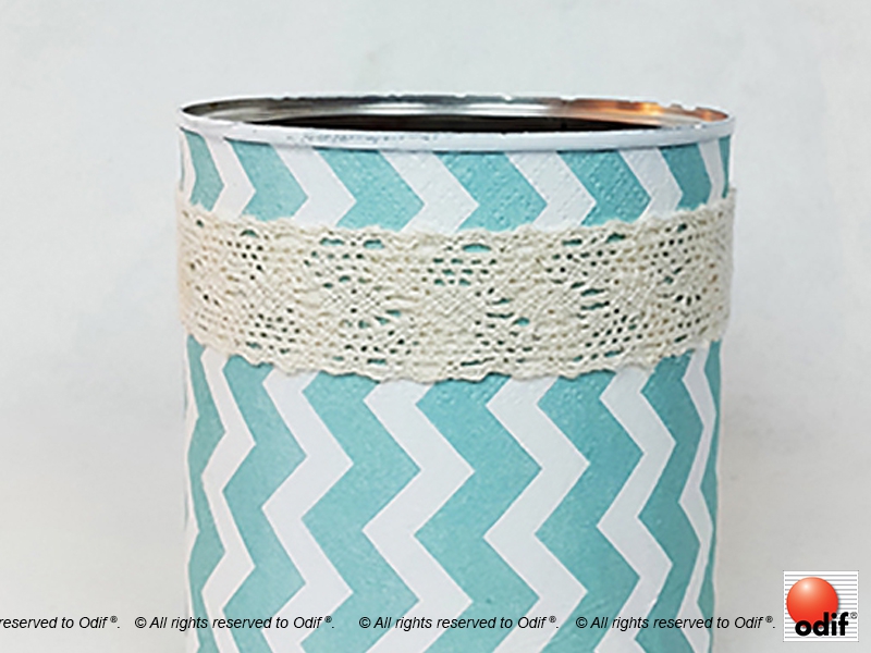 Adhere lace or ribbon